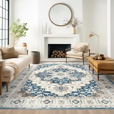 6x9 Area Rug for Living Rooms, Stain Resistant Neutral Washable Rugs for Dini...