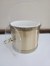 Vintage Shelton-Ware Designs Brushed Gold Ice Bucket Handle & Clear Lid USA MCM
