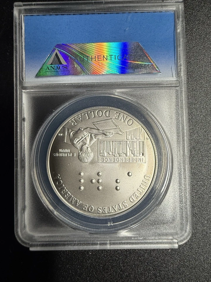 (2) 2009-P Louis Braille Bicentennial Silver Dollars MS70 & PR70DCAM ANACS FDI - Image 4 of 4