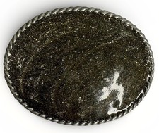 Vintage Western Belt Buckle Base With Rope Border Oval Made In USA Rockabilly