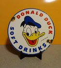 Vintage Porcelain Donald Duck Soft Drinks - 6" Sign