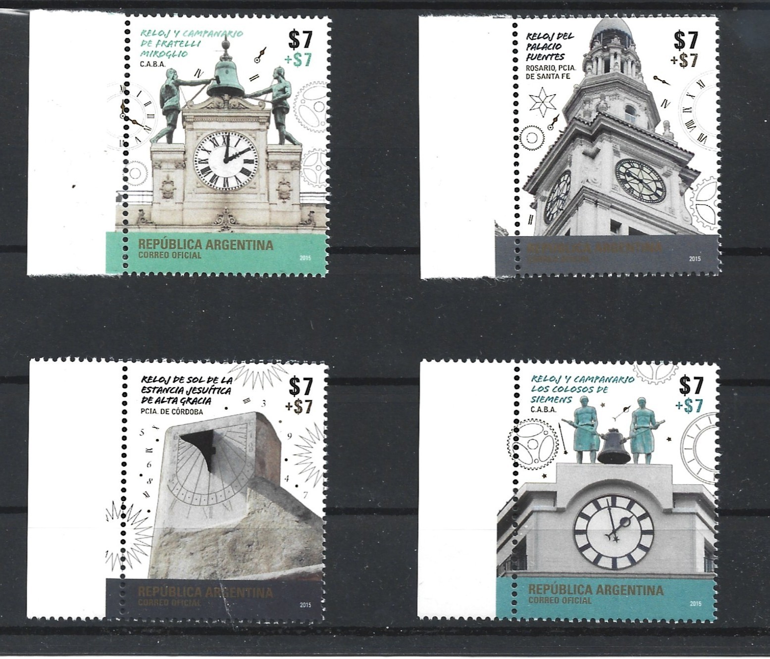 Argentina 2015 Clocks Architecture Bell Towers Complete Set MNH w/Page borders *