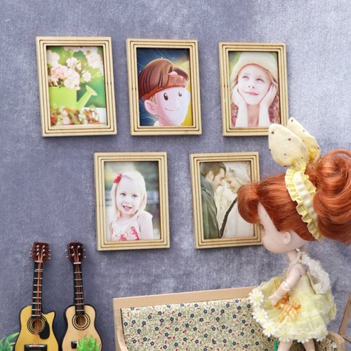 6 Pezzi Mini Accessori Mobili Miniatura Cornici Micro Scena Legno - Foto 11 di 11