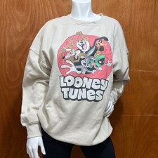 Juniors Womens Crew Neck Long Sleeve Looney Tunes Sweatshirt Size M