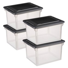 Sterilite File Box, Clear Bankers Box, Organizer Storage Tote w/ Lid