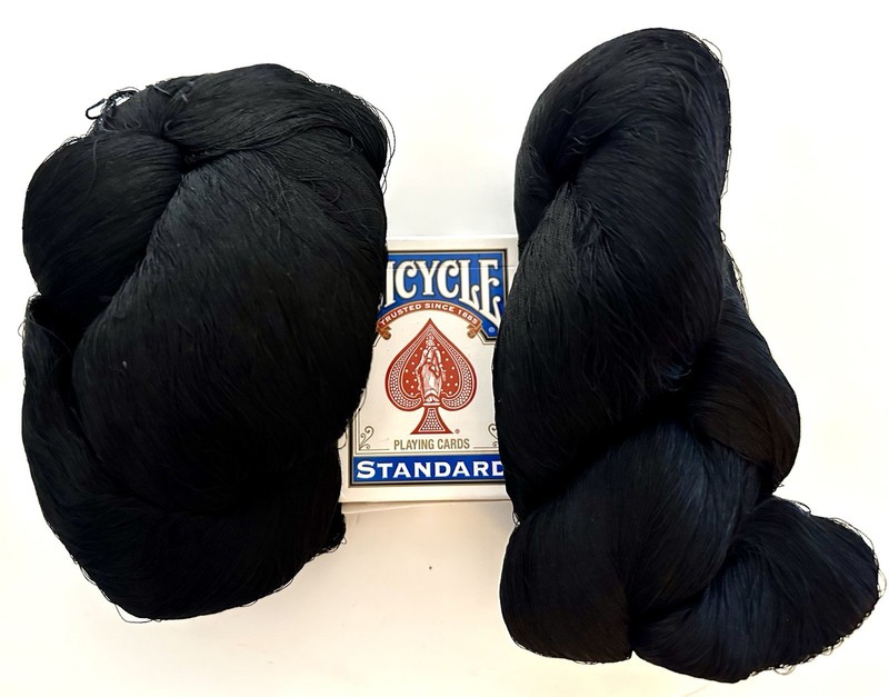 7.5oz Vintage Japanese Kimono Silk Thread  Hanks Rare Black Reeled Filament F17