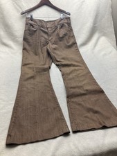 Vintage 70s Wrangler Disco Rockabilly Flare Pants Bell Bottom Jeans Brown 34x31