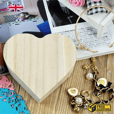 Heart Shape Wooden Jewelry Box Storage Case for Rings Earrings Valentine Gift