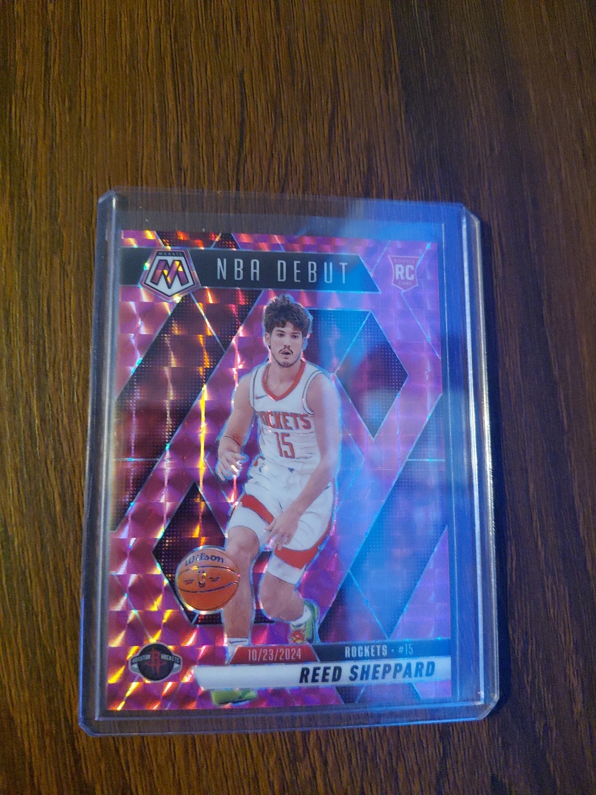 2024-25 Panini Mosaic - NBA Debut Reed Sheppard #252 Pink Mosaic Prizm /175 (RC)