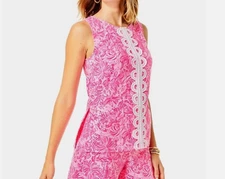 Lilly Pulitzer Pink Fola Sleeveless Top Pink Blossom Foxy Llama, Size 16