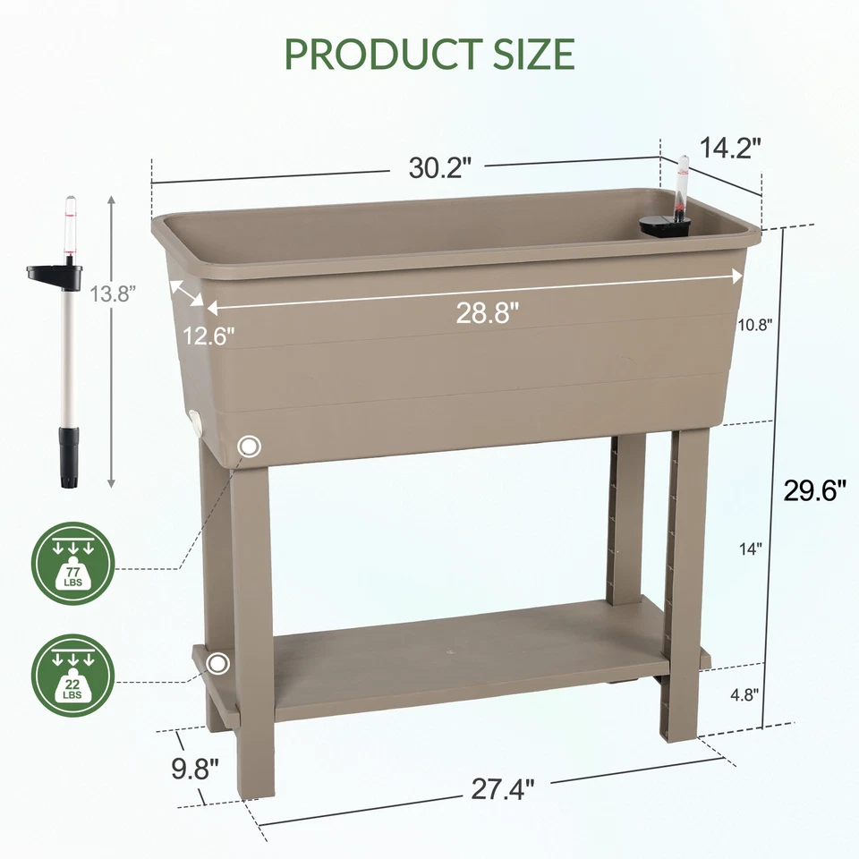 3Pcs Raised Garden Bed Elevated Standing Planter Box Self Watering with Bottom - Image 4 of 4