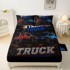 Truck Bed Sheets Twin,Black Car Bed for Boys Teens,16" Deep Pocket Bed Set fo...