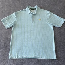 Bobby Jones Shirt Mens Large Golf Polo The Masters Sky Blue Augusta Grid Plaid
