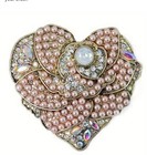 Faux Pearls Rhinestones Gorgeous Heart-Shaped Brooch/Pin