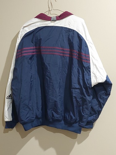 Vintage 90’s Adidas Reversible Fleece Windbreaker Jacket Rare XL BLUE BURGUNDY - Picture 3 of 5