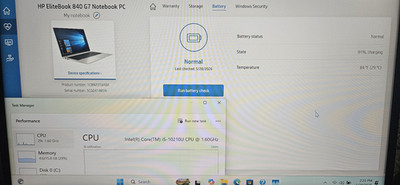 hp elitebook 840 g7 i5-10210u - 16gb Ram 500SD  Nic on Screen (see mouse arrow)
