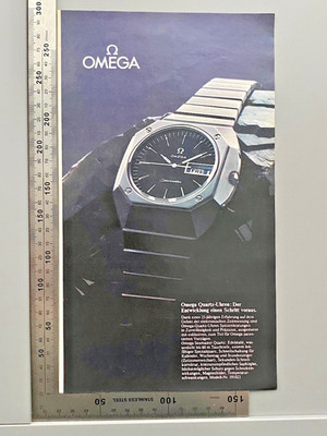 1977 Omega Seamaster Quartz Original Vintage Watch Ad Werbung Patina Papers