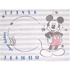 Disney Mickey Mouse Blue, Red White Super Soft Milestone Baby Blanket 40" x 50"