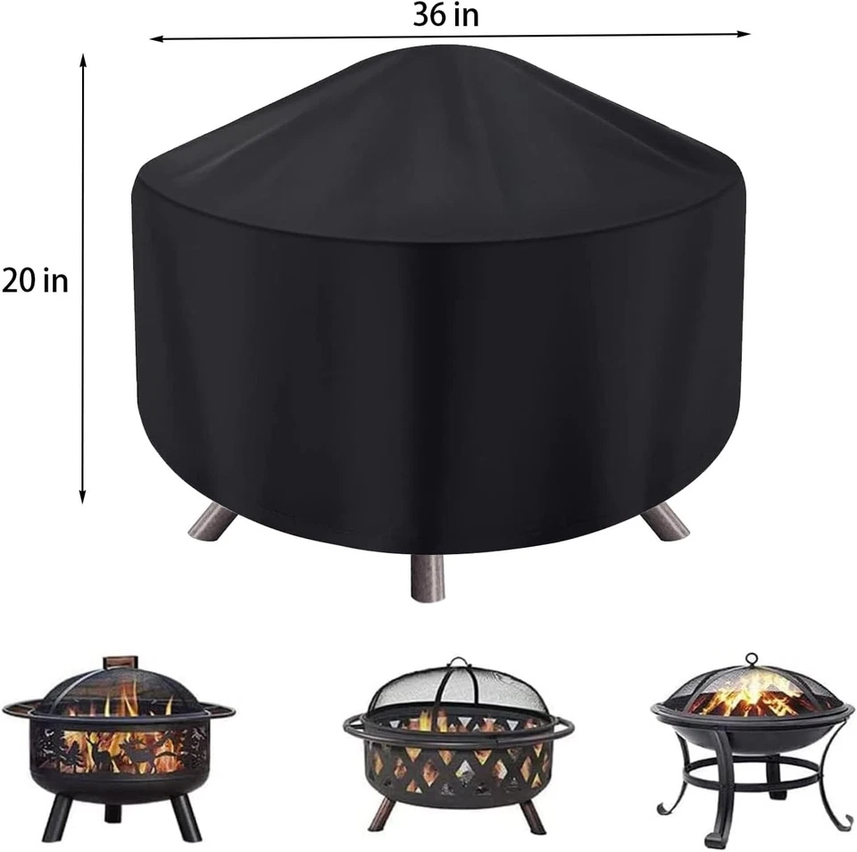 Round Fire Pit Cover for 30-36 Inch Firepit, Heavy Duty Outdoor Patio Fireplace - Image 4 of 4
