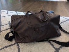 Fossil Mens Duffle Bag Brown Leather Travel Shoulder Business