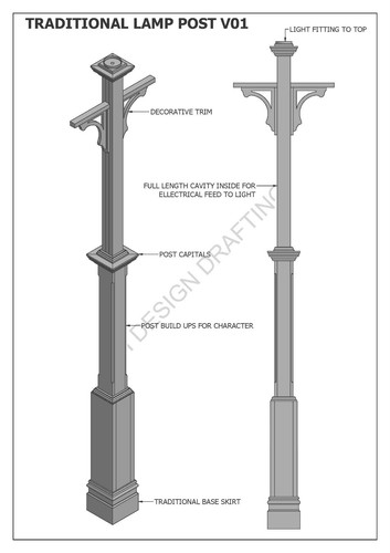 TRADITIONAL LAMP POST LIGHT V01 - Construction Plans 2D & 3D - BUILD & SAVE $$$ - Picture 1 of 6