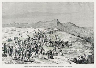 Algerien. Le marche des Beni-Quarsous a Souk el-Arba. Original-Holzstich von 188