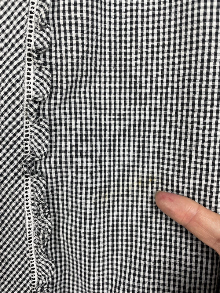 Bata Eileen West Seersucker azul blanco cuadros guinga salón grande sin cinturón leer Foto 3 de 4