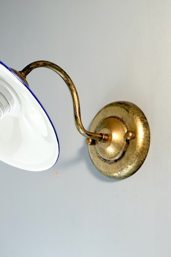 applique stile classico in ferro battuto e ceramica decorata blu lampada parete - Foto 4 di 6