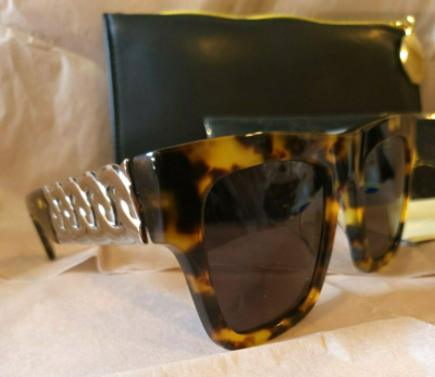 STELLA McCARTNEY NEW AUTHENTC SQ TORTOISE SHELL CHAIN TEMPLE  display picture 2