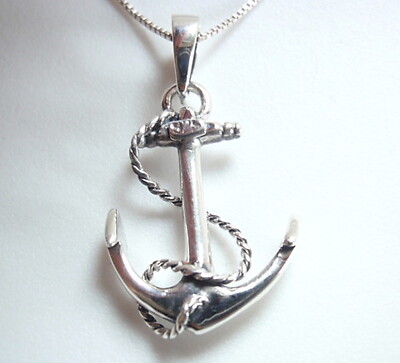 Anker und Seil 925 Sterlingsilber Halskette Kapitän Boot Schiff