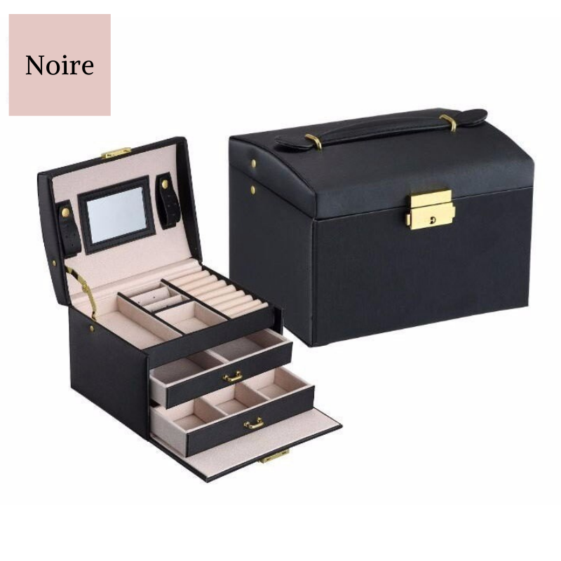 Boîte à Bijoux coffret Cuir PU avec Miroir Rangement à Compartiments et Tiroirs - Photo 20 sur 22