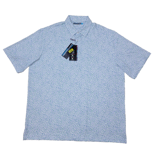 Neu mit Etikett Roundtree & Yorke Herren XL weiß Allover Blumenmuster Performance Stretch Polo - Bild 2 von 7
