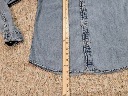 Guess Shirt Men XL Blue Denim Slim Fit Button Down Long Sleeve Twill Casual - Picture 9 of 14