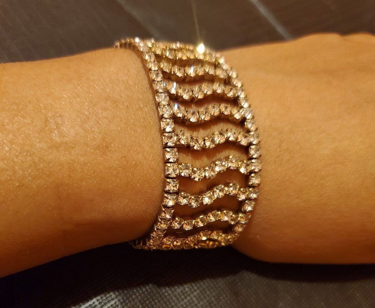 Rhinestone adjustable elastic bracelet Jewelry - image 1