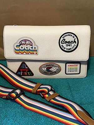 NWT Coach Turner Flap Crossbody With Patches Chalk Multi