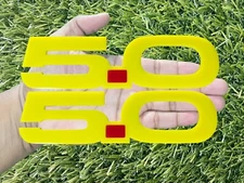 5.0 Emblem Badges Set of (2) Racing Aggressive Yellow With Red Dot Fender Badges