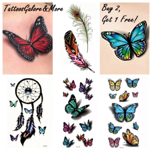 Details About Butterfly Temporary Tattoo Henna Feather Dream Catcher Halloween Rose Tattoo