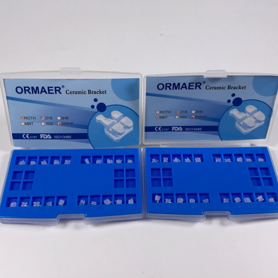 Juego de 20 soportes de cerámica dentales ORMAER estilo 3M Mini Roth MBT 022/018" ranura Foto 4 de 4