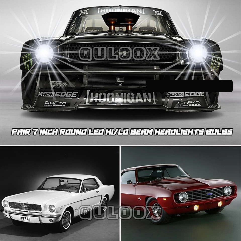 For Dodge D100 D200 D300 Pickup 7inch Round LED Headlights Hi/Lo Sealed Beam 2X - Image 4 of 4