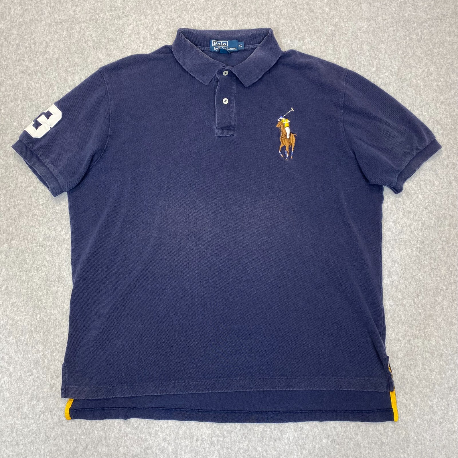 Polo Ralph Lauren Camicia Adulto XL Blu Navy Manica Corta Polo Casual Big Pony Uomo