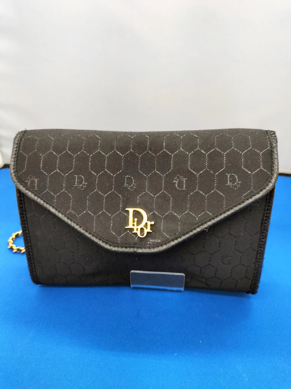 Sac bandoulière chaîne Christian Dior toile noire 8,2 pouces