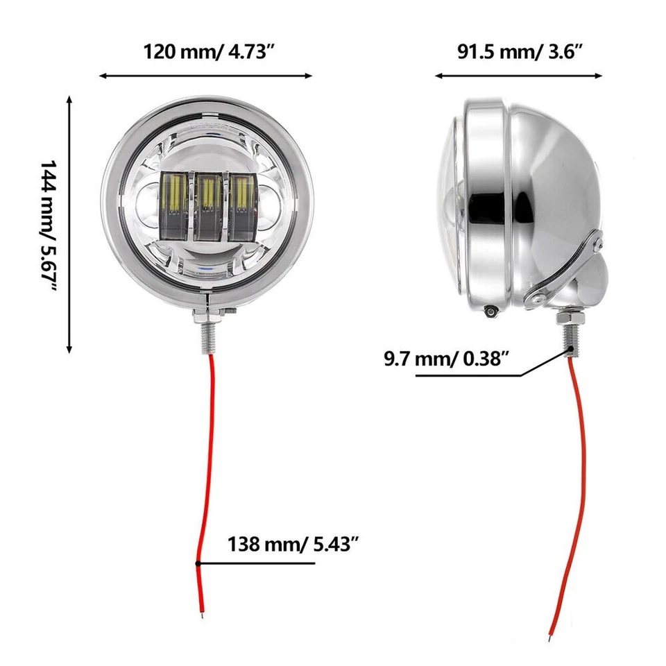 Par de luces antiniebla LED cromadas para motocicleta de 4,5" para Yamaha V star 1100 650 Foto 3 de 4