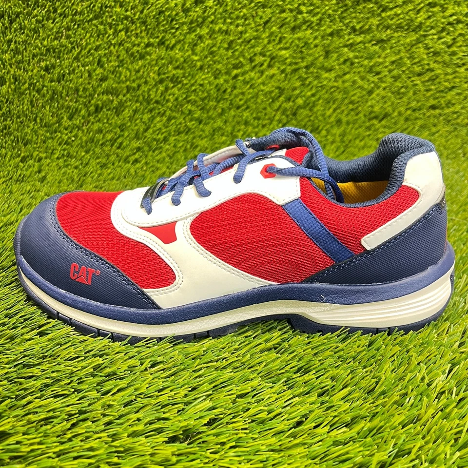 Zapatos de trabajo de seguridad CAT Quake para mujer talla 8D rojo azul blanco exterior compuesto puntera Foto 3 de 4