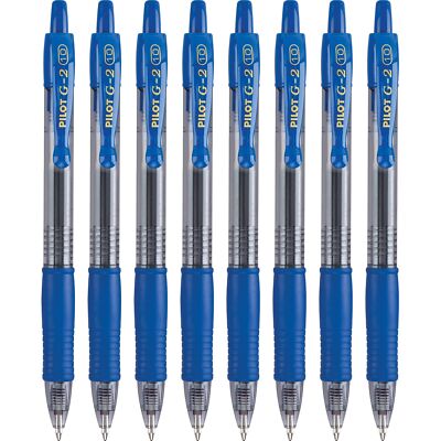 Pilot G2 Blue Gel Pens 8 Count Long Lasting Smooth Writing 1mm Tip