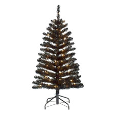 4FT Artificial Holiday Christmas Tree with LED Lights/Pre-Lit Black Fir, At Home