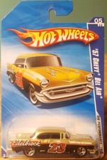 Hot Wheels '57 Chevy Bel Air Edelbrock Gold with Black 1:64 Scale 2010 New