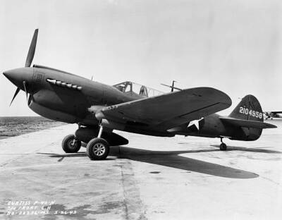 Curtiss P-40N Fighter On Carrier Deck Old Aviation Photo