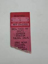 1980 NCAA Midwest Regional Tournament Playoff Baseball Ticket Mizzou v UNLV