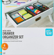 Pen  Gear Metal Desk Organizer Set Black Wire Mesh 4 Pieces Stackable