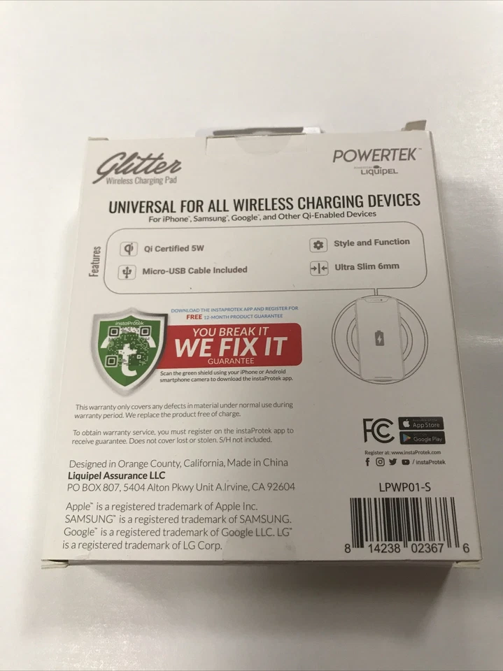 Silver Glitter Wireless Charging Pad QI Cert. Universal iPhone Samsung Google - Image 2 of 4